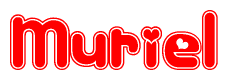 The image displays the word Muriel written in a stylized red font with hearts inside the letters.