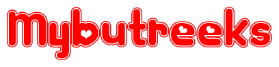 The image displays the word Mybutreeks written in a stylized red font with hearts inside the letters.