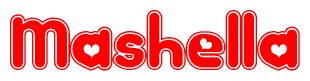 The image displays the word Mashella written in a stylized red font with hearts inside the letters.