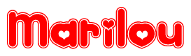 The image displays the word Marilou written in a stylized red font with hearts inside the letters.
