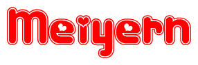 The image displays the word Meiyern written in a stylized red font with hearts inside the letters.