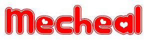 The image displays the word Mecheal written in a stylized red font with hearts inside the letters.