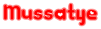 The image displays the word Mussatye written in a stylized red font with hearts inside the letters.