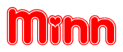 The image is a clipart featuring the word Minn written in a stylized font with a heart shape replacing inserted into the center of each letter. The color scheme of the text and hearts is red with a light outline.