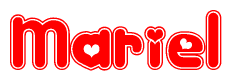 The image is a clipart featuring the word Mariel written in a stylized font with a heart shape replacing inserted into the center of each letter. The color scheme of the text and hearts is red with a light outline.