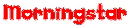 The image displays the word Morningstar written in a stylized red font with hearts inside the letters.