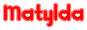 Red and White Matylda Word with Heart Design