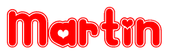 The image displays the word Martin written in a stylized red font with hearts inside the letters.