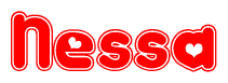 The image displays the word Nessa written in a stylized red font with hearts inside the letters.