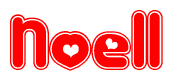 The image displays the word Noell written in a stylized red font with hearts inside the letters.