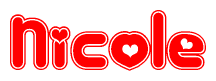 The image displays the word Nicole written in a stylized red font with hearts inside the letters.