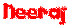 The image displays the word Neeraj written in a stylized red font with hearts inside the letters.