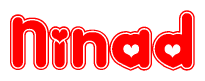 The image displays the word Ninad written in a stylized red font with hearts inside the letters.