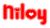 The image displays the word Niloy written in a stylized red font with hearts inside the letters.