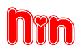The image is a clipart featuring the word Nin written in a stylized font with a heart shape replacing inserted into the center of each letter. The color scheme of the text and hearts is red with a light outline.