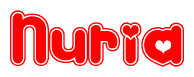 The image displays the word Nuria written in a stylized red font with hearts inside the letters.