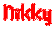 The image displays the word Nikky written in a stylized red font with hearts inside the letters.