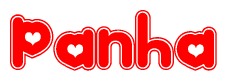 The image displays the word Panha written in a stylized red font with hearts inside the letters.