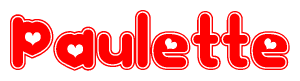 The image displays the word Paulette written in a stylized red font with hearts inside the letters.