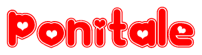 The image displays the word Ponitale written in a stylized red font with hearts inside the letters.