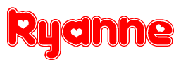 The image displays the word Ryanne written in a stylized red font with hearts inside the letters.