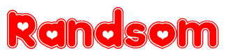 The image is a clipart featuring the word Randsom written in a stylized font with a heart shape replacing inserted into the center of each letter. The color scheme of the text and hearts is red with a light outline.