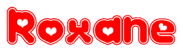 The image displays the word Roxane written in a stylized red font with hearts inside the letters.