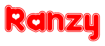 The image displays the word Ranzy written in a stylized red font with hearts inside the letters.
