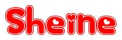 The image is a clipart featuring the word Sheine written in a stylized font with a heart shape replacing inserted into the center of each letter. The color scheme of the text and hearts is red with a light outline.