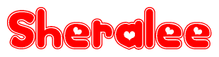 The image displays the word Sheralee written in a stylized red font with hearts inside the letters.