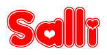 The image displays the word Salli written in a stylized red font with hearts inside the letters.