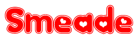 The image displays the word Smeade written in a stylized red font with hearts inside the letters.