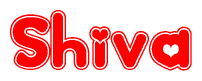 The image displays the word Shiva written in a stylized red font with hearts inside the letters.