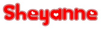 The image displays the word Sheyanne written in a stylized red font with hearts inside the letters.