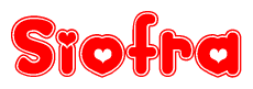 The image displays the word Siofra written in a stylized red font with hearts inside the letters.