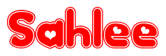 The image displays the word Sahlee written in a stylized red font with hearts inside the letters.