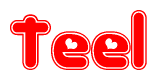 The image is a clipart featuring the word Teel written in a stylized font with a heart shape replacing inserted into the center of each letter. The color scheme of the text and hearts is red with a light outline.