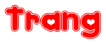 The image is a clipart featuring the word Trang written in a stylized font with a heart shape replacing inserted into the center of each letter. The color scheme of the text and hearts is red with a light outline.