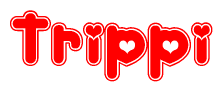   The image displays the word Trippi written in a stylized red font with hearts inside the letters. 