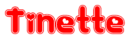 The image displays the word Tinette written in a stylized red font with hearts inside the letters.