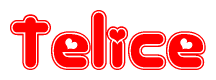 Red and White Telice Word with Heart Design