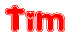   The image displays the word Tim written in a stylized red font with hearts inside the letters. 