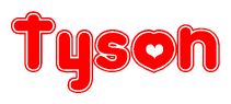 The image displays the word Tyson written in a stylized red font with hearts inside the letters.