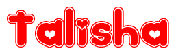 The image displays the word Talisha written in a stylized red font with hearts inside the letters.