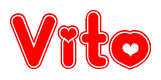 The image displays the word Vito written in a stylized red font with hearts inside the letters.