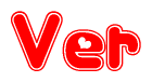 The image is a clipart featuring the word Ver written in a stylized font with a heart shape replacing inserted into the center of each letter. The color scheme of the text and hearts is red with a light outline.