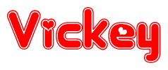 The image displays the word Vickey written in a stylized red font with hearts inside the letters.