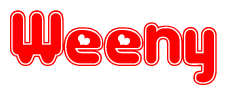 The image displays the word Weeny written in a stylized red font with hearts inside the letters.