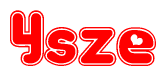 The image is a clipart featuring the word Ysze written in a stylized font with a heart shape replacing inserted into the center of each letter. The color scheme of the text and hearts is red with a light outline.
