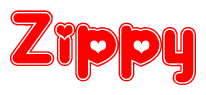 The image displays the word Zippy written in a stylized red font with hearts inside the letters.